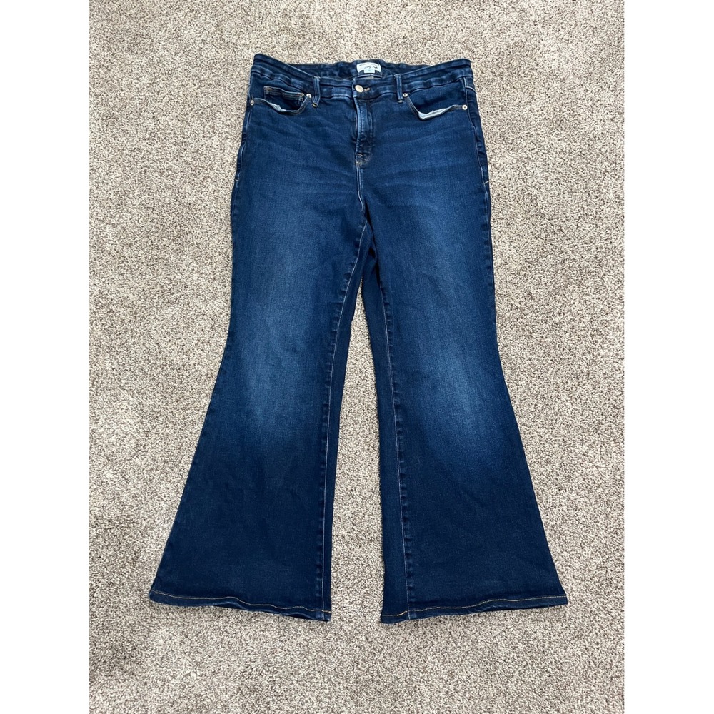 Good American Dolly Joleans Petite Flare Jeans Indigo Blue Size 15 GLFP960DP
